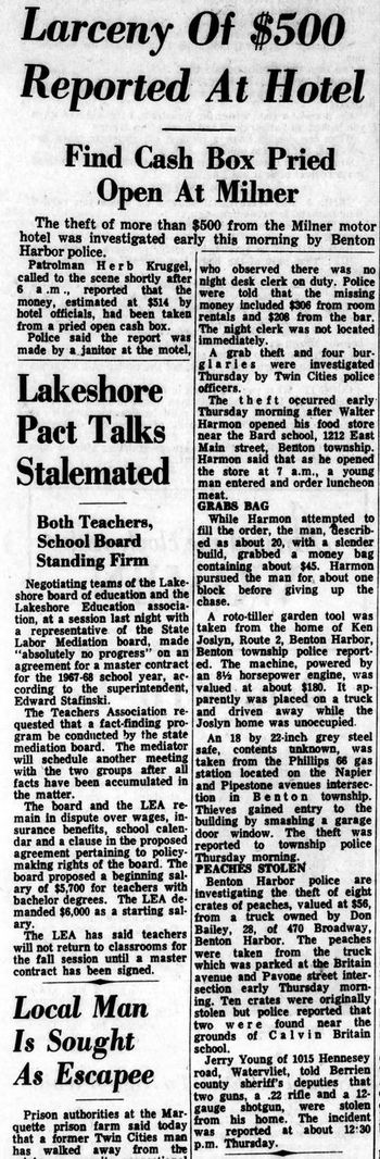 Milner Moter Hotel - Aug 18 1967 Artice On Robbery (newer photo)